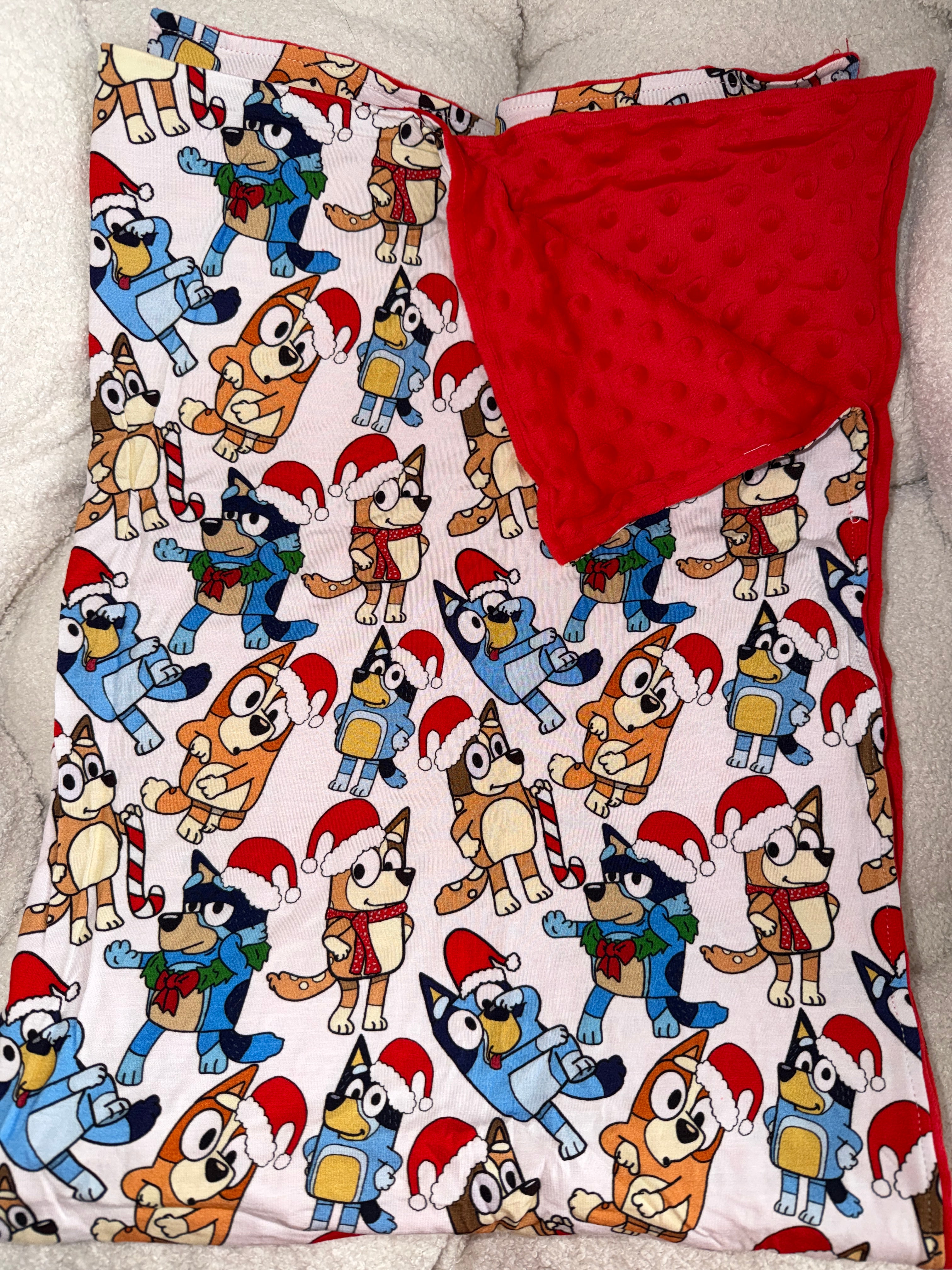 Pup Christmas Bamboo x Minky Blanket