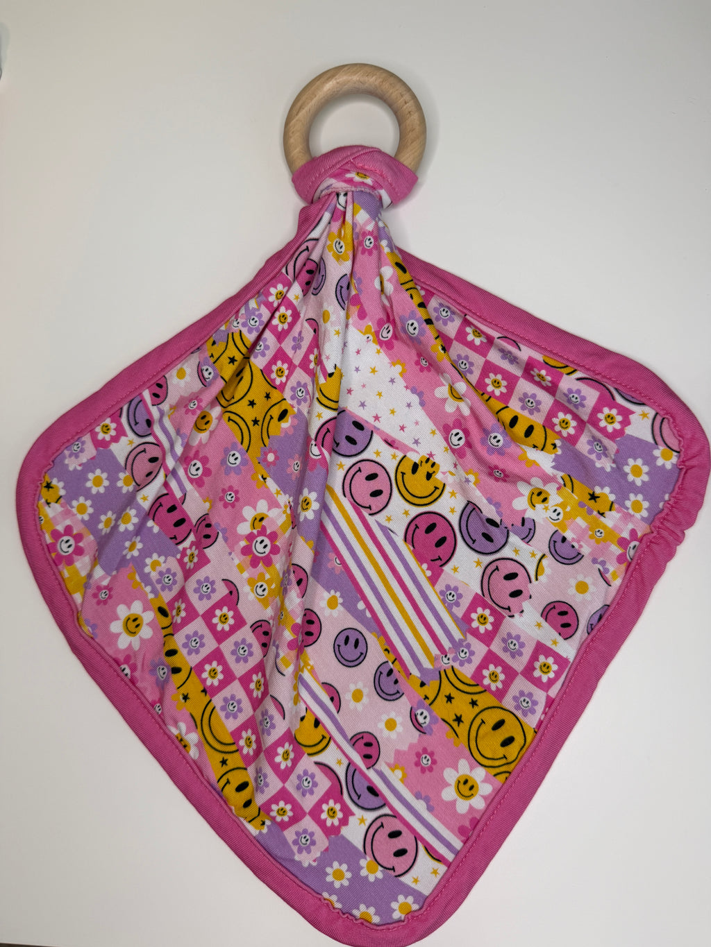 Smiley Patchwork Bamboo Lovey