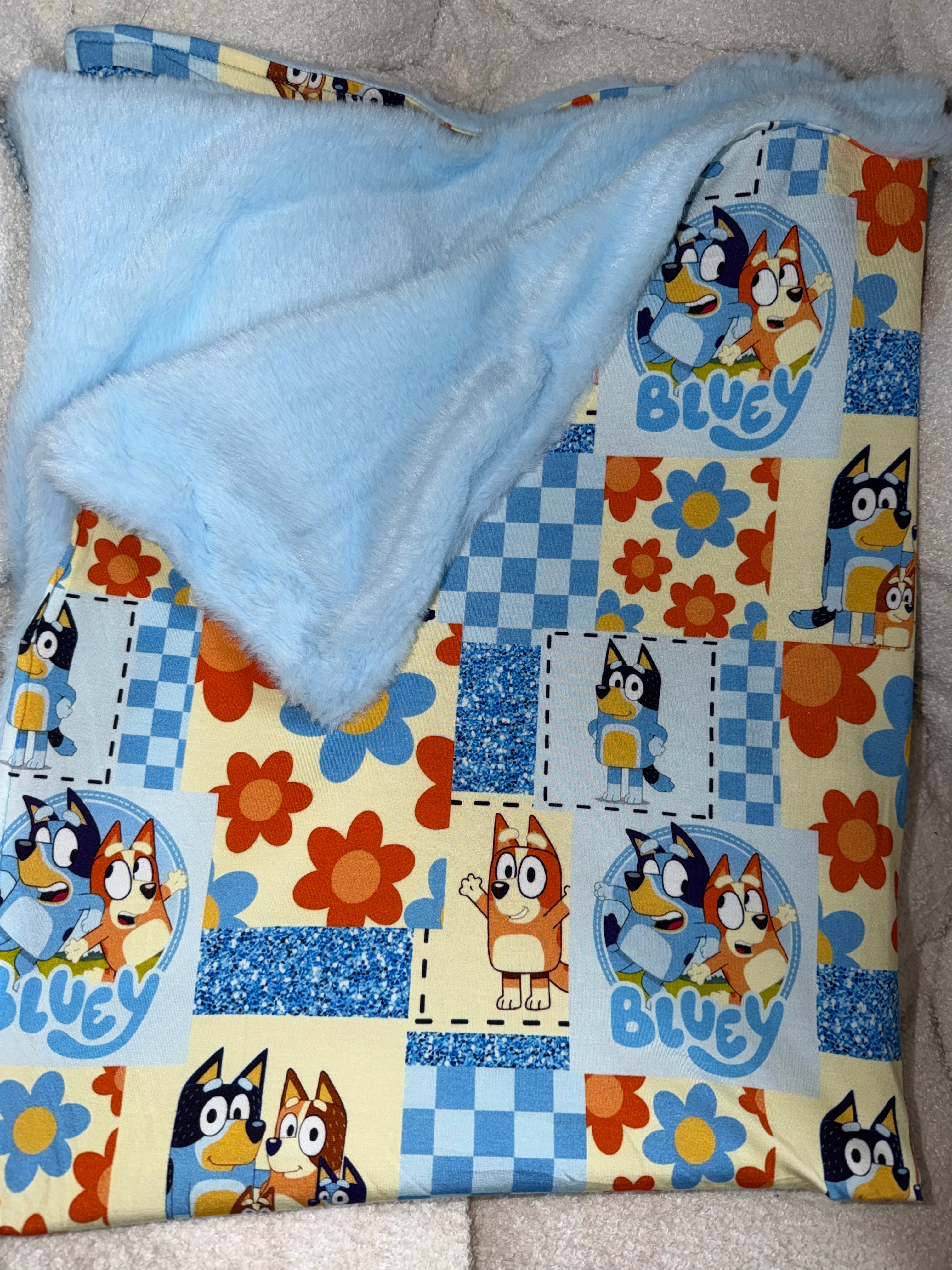 Blue Dog Family Bamboo x Fleece Blanket