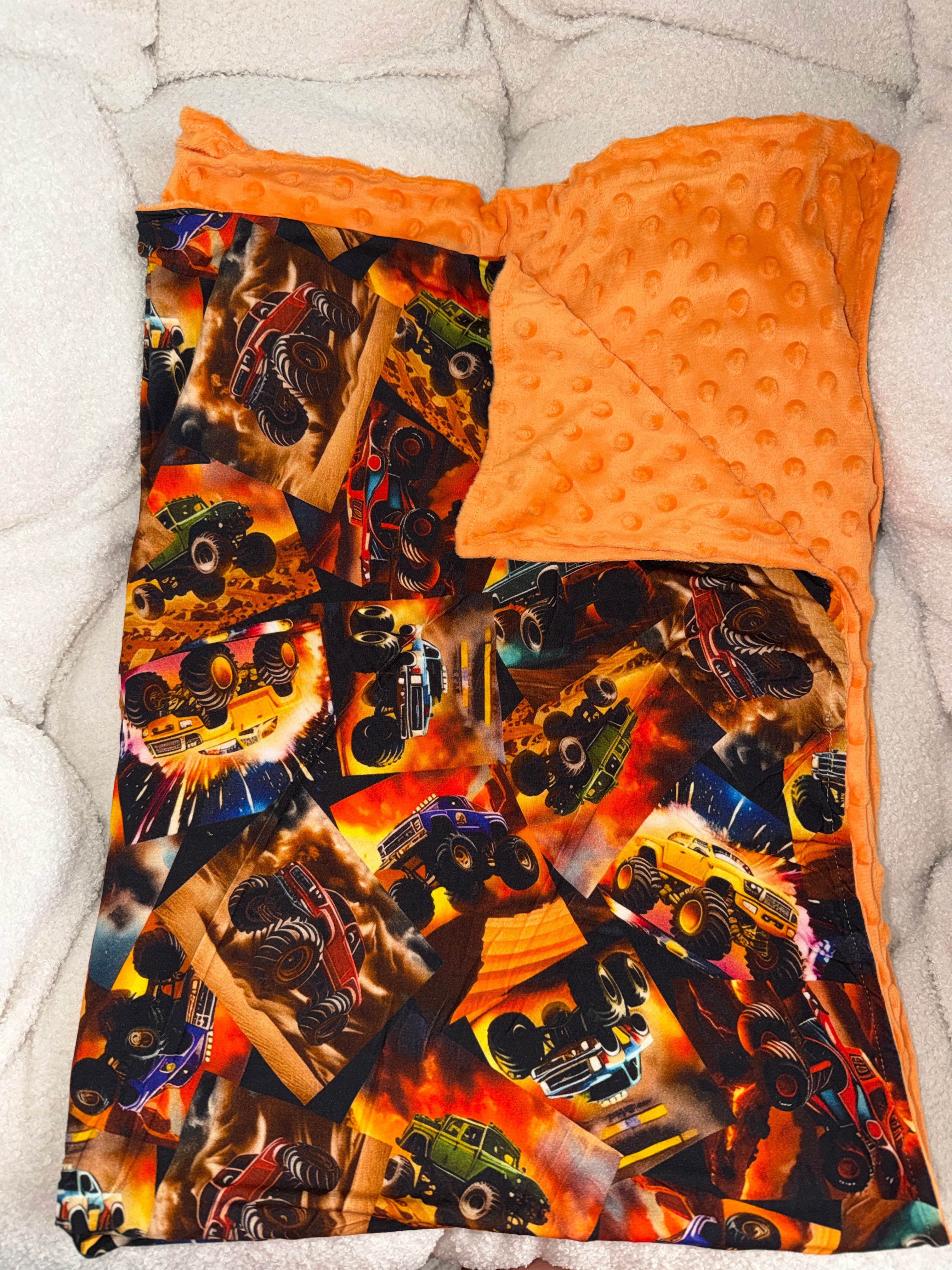 Monster Trucks Bamboo x Minky Blanket