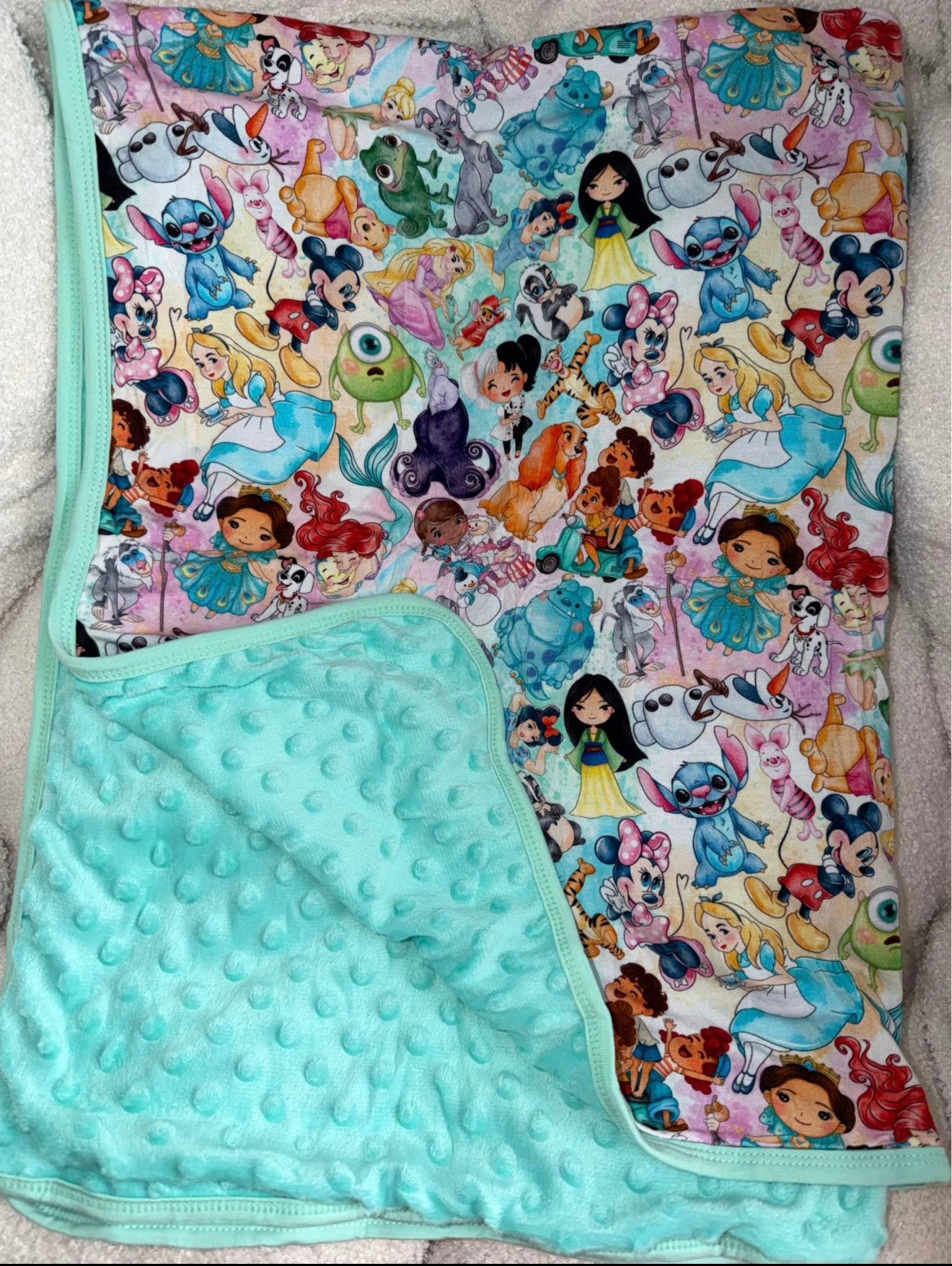 Character Mashup Bamboo x Minky Blanket (30x40”)